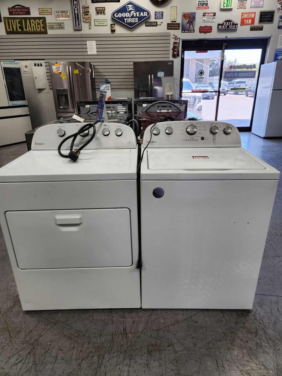 Whirlpool White Top Load Washer & Front Load Electric Dryer Set - Excellent Condition