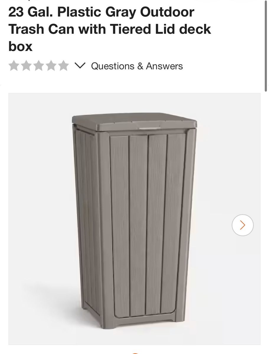 32 Gal. Outdoor Resin Trash Can with Latching Lid - Gray Wood-Look Deck Box