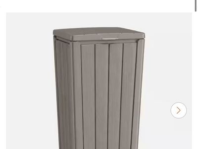 32 Gal. Outdoor Resin Trash Can with Latching Lid - Gray Wood-Look Deck Box