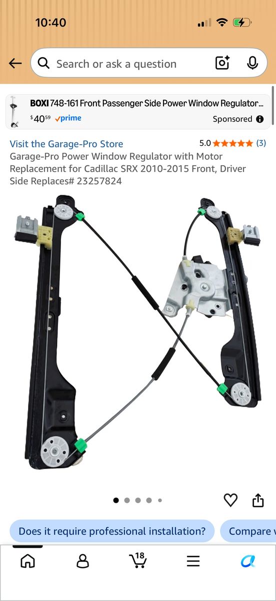 Garage-Pro Power Window Regulator with Motor Replacement for Cadillac SRX