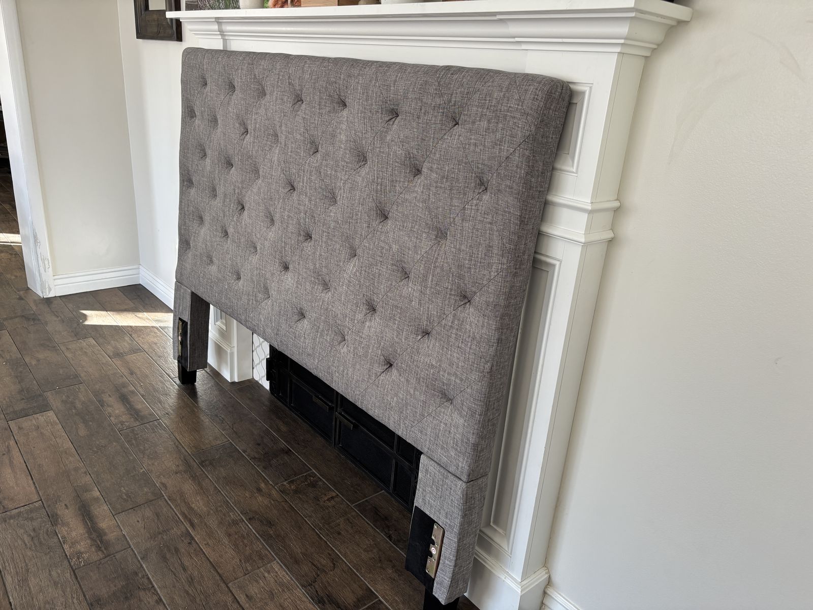 Queen Headboard Tufted grey Upholstered
