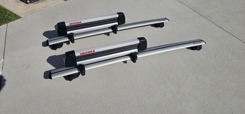 Yakima and  Brightlines Ski Snowboard cross bars and rack. 