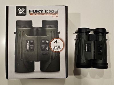 Vortex Fury HD 5000 AB Laser Rangefinding Binoculars 10x42 with Applied Ballistics & Muley Freak Harness
