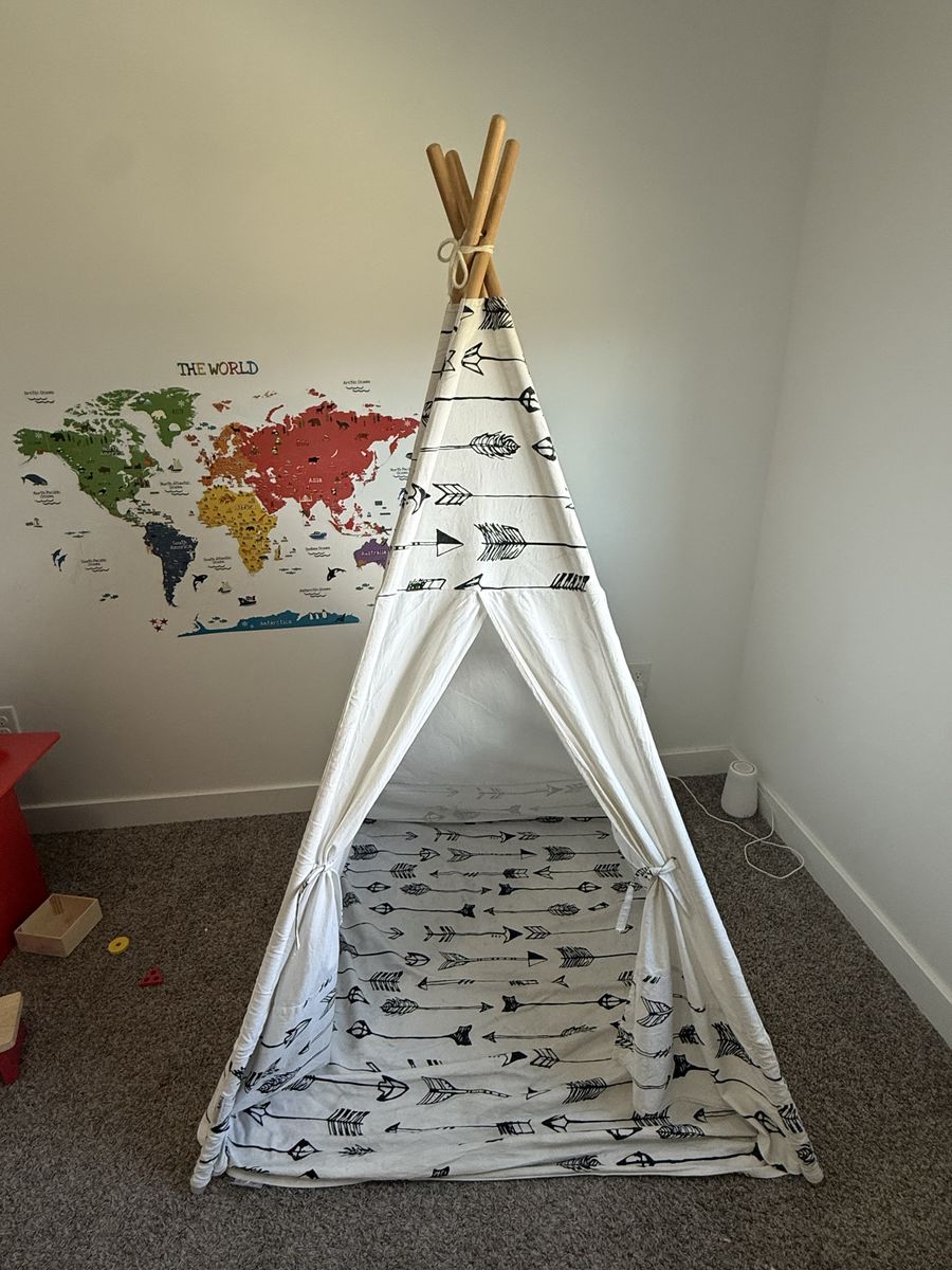 Kids Boho Arrow Print Play Tent/Teepee - White & Black