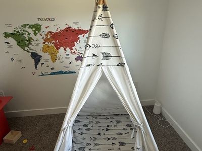 Kids Boho Arrow Print Play Tent/Teepee - White & Black