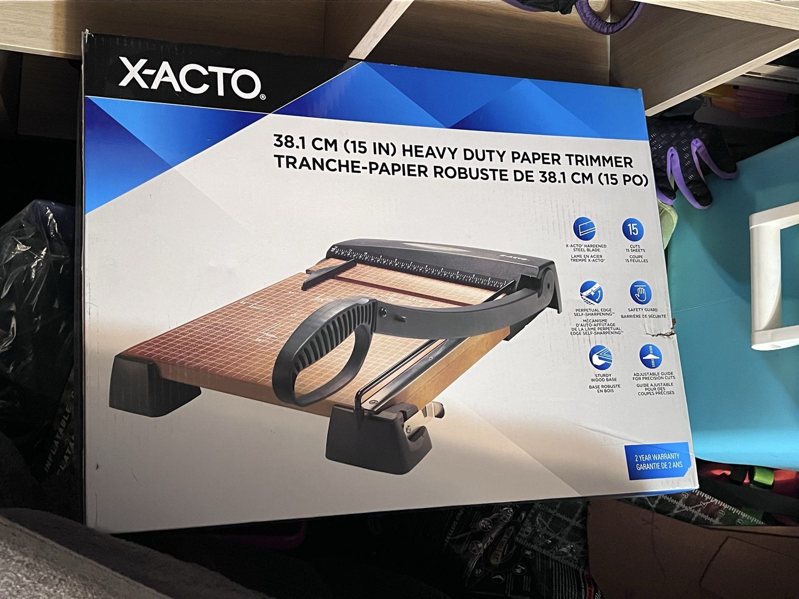 Brand new X-ACTO 15" Heavy Duty Paper Trimmer - Hardened Steel Blade, Self-Sharpening, Wood Base