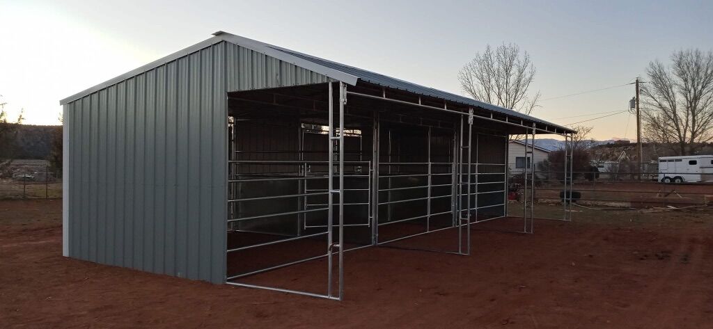 3 Stall Shed Row With Cowboy Porch