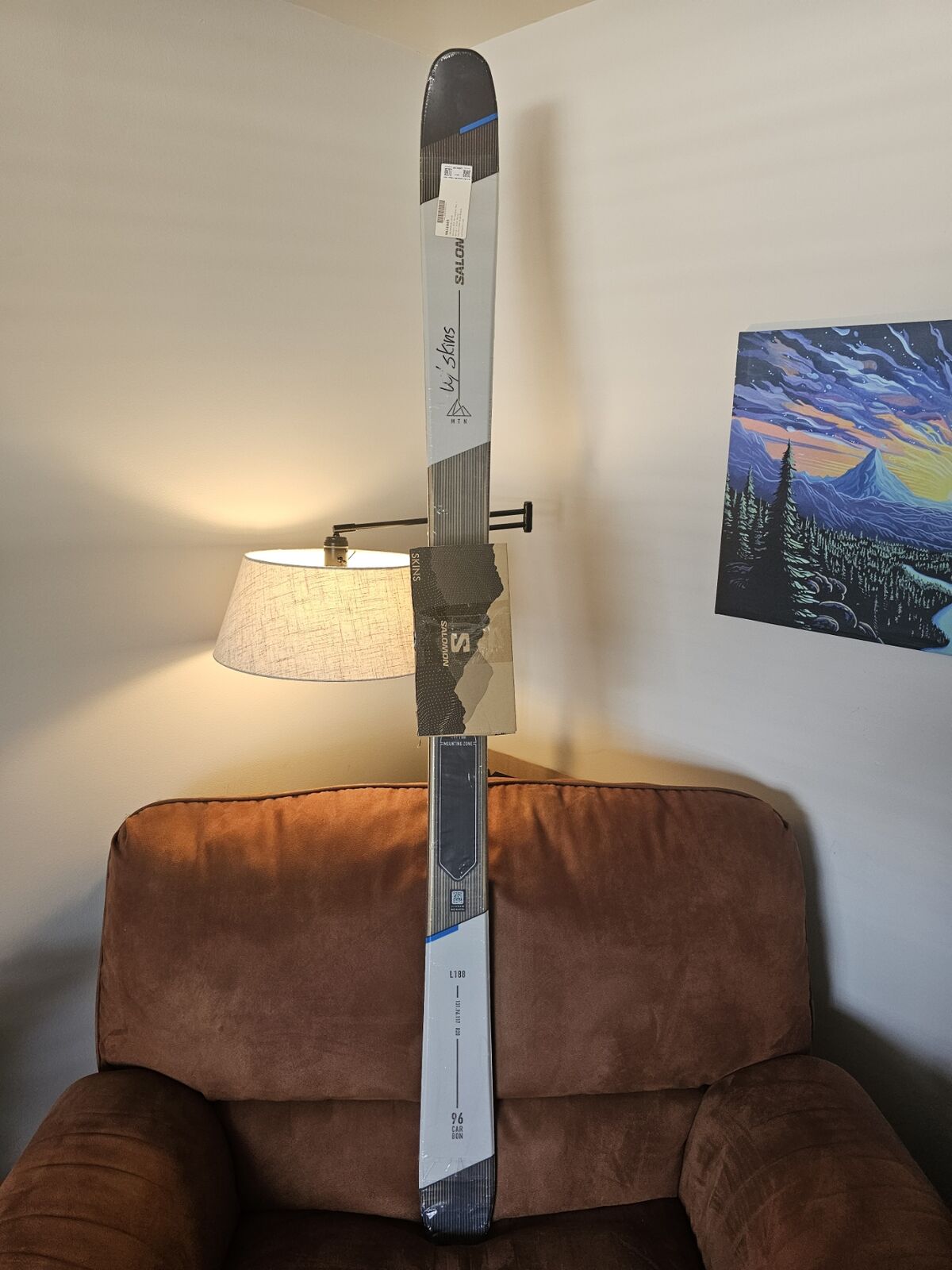 New Salomon MTN 96 skis 188cm, with skins