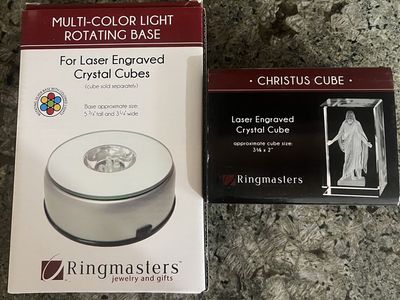 Christus Cube with a Multi-Color Light Rotating Base