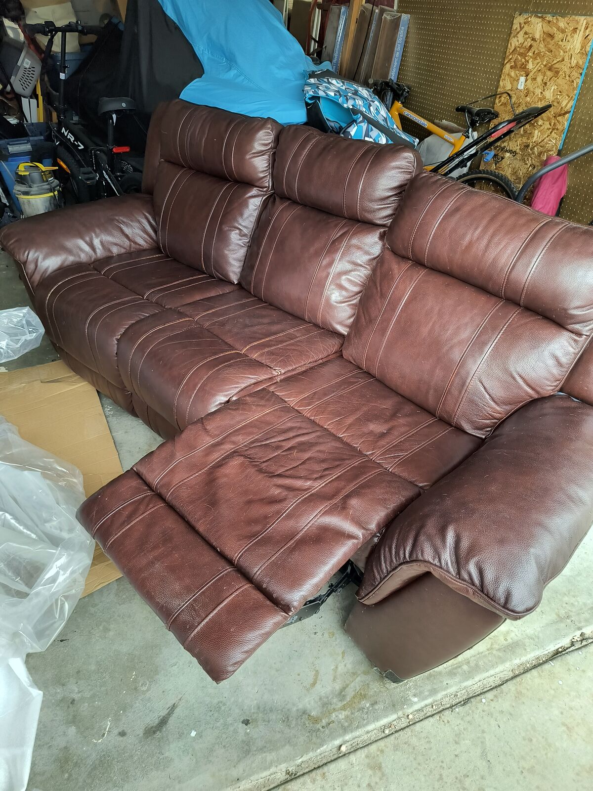 double reclining leather sofa