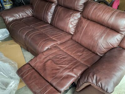 double reclining leather sofa
