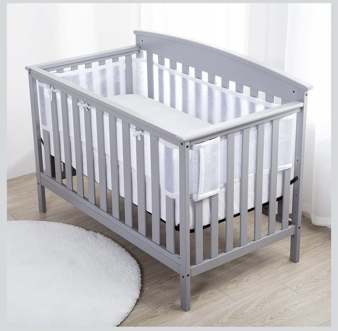 LIKE NEW Padded Mesh Crib Liner - 2 pieces