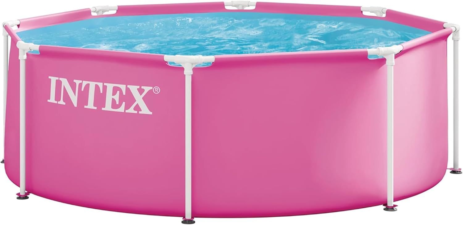 INTEX Metal Frame 8 ft x 30 in Above Ground Pool Set, Round Swimming Pool with Steel Frame