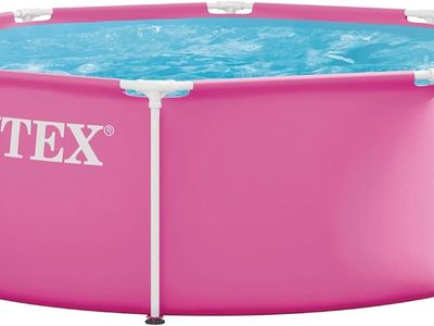 INTEX Metal Frame 8 ft x 30 in Above Ground Pool Set, Round Swimming Pool with Steel Frame