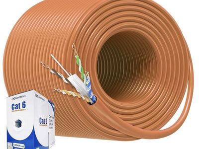 1000ft. Cat6 In-Wall Ethernet Cable Orange -New