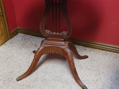 Duncan Phyfe / Regency Revival style side table 26" tall, top is oval 24"x18" approx.