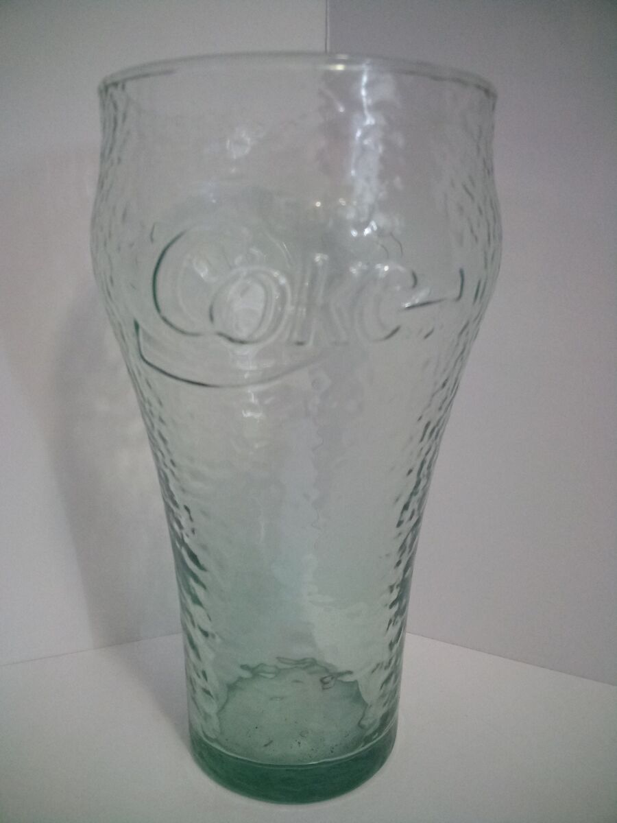 Vintage Green Embossed Coca Cola Fountain Glasses
