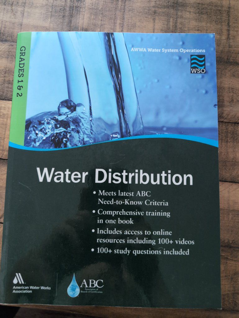 AWWA Water System Operations Water Distribution Grades 1 & 2 Textbook + Online Resources