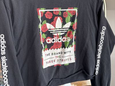 Adidas Black Rose Graphic cropped long-Sleeve Tee