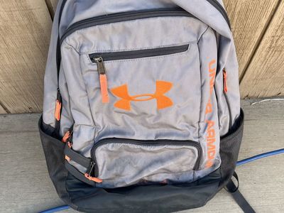 Under Armour Hustle Backpack Gray and Orange