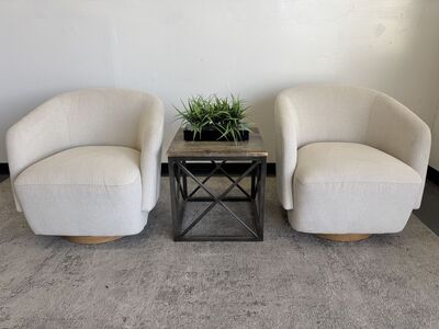 COSTCO HENREDON BOUCLE SWIVEL ACCENT CHAIR SET