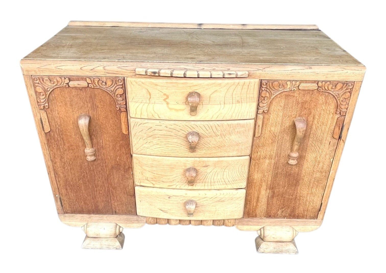 Original 1930s Art Deco English Oak Sideboard