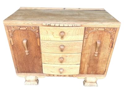 Original 1930s Art Deco English Oak Sideboard