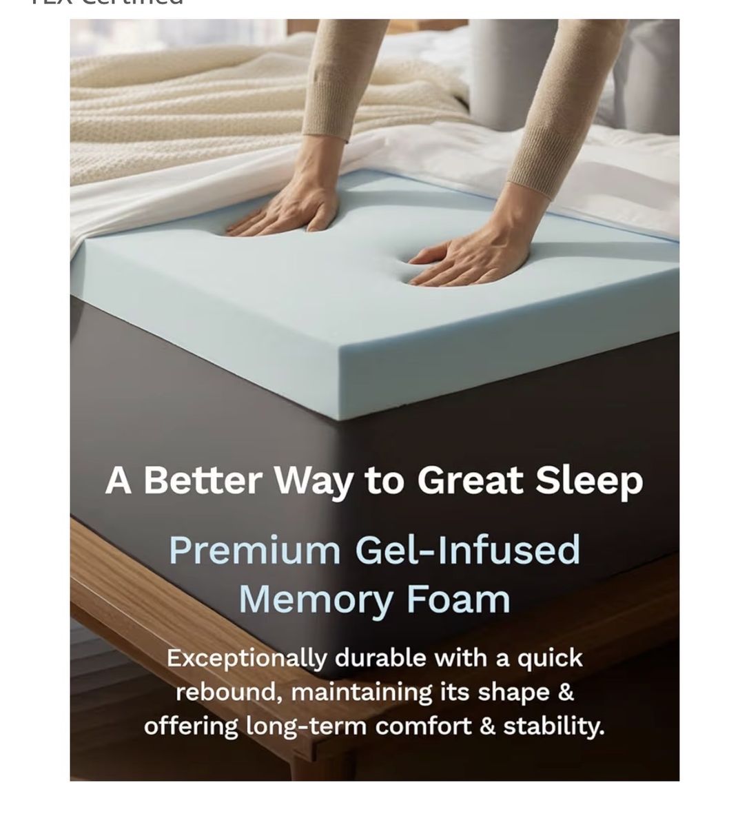 ViscoSoft Twin XL 2" Cooling Gel Memory Foam Reflex Mattress Topper + Padded Protector