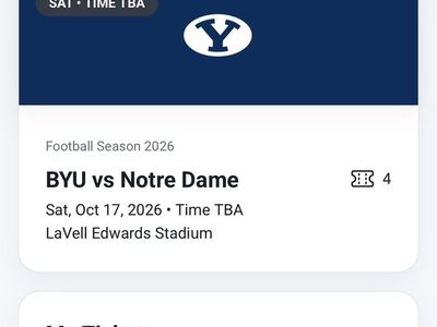 BYU vs. Notre Dame — 4 Lower Bowl Tickets Together