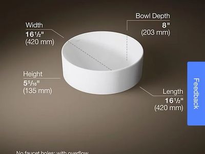 Kohler Vox 16-1/2" Round Vessel Bathroom Sink - White