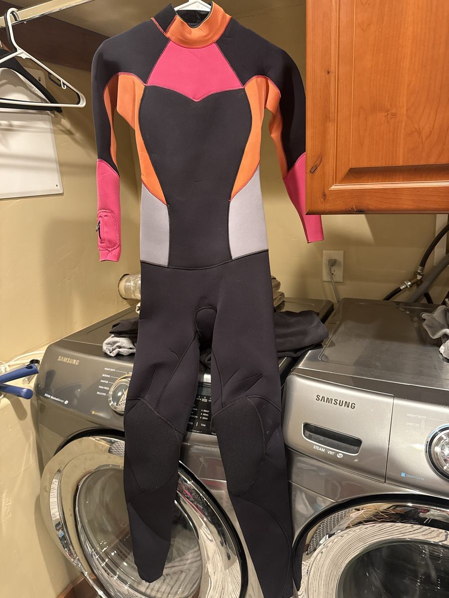 Roxy Syncro 4/3mm Back Zip Wetsuit - Women's Size S - Black, Pink, Orange, Gray