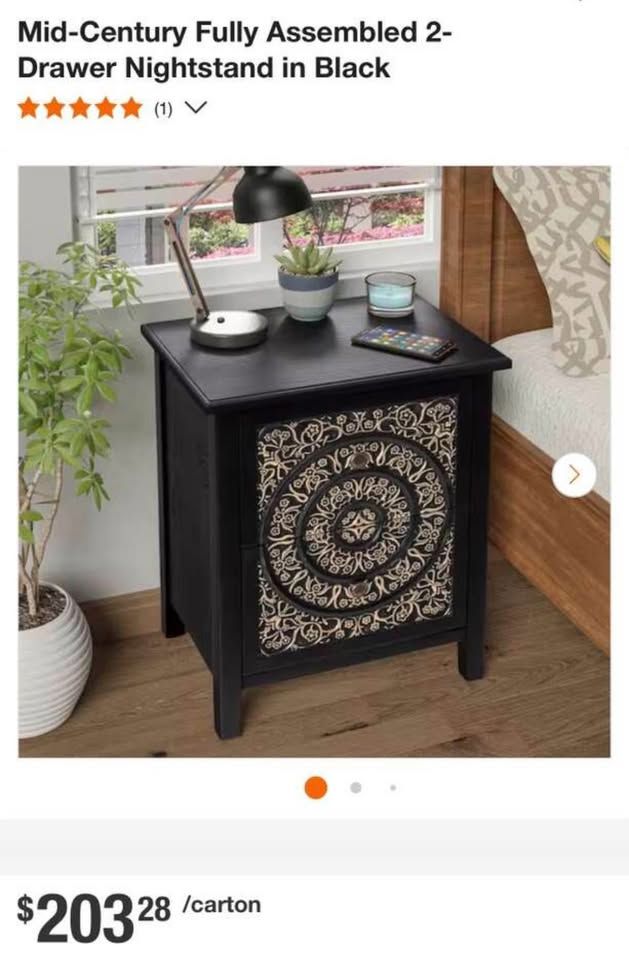 Mid Century 2 Drawer Nightstand With Carved Design