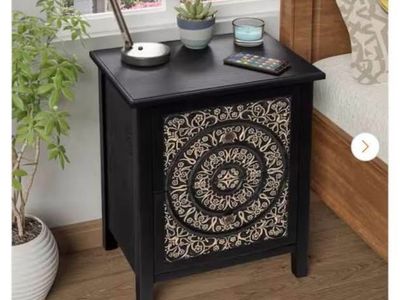 Mid Century 2 Drawer Nightstand With Carved Design