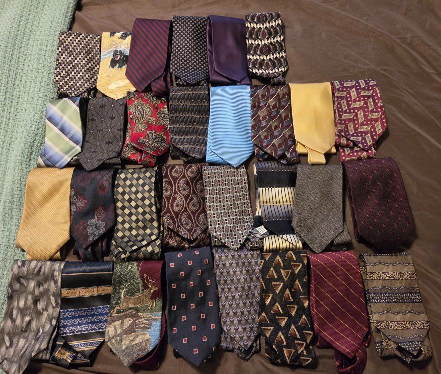 Assorted Men's Neckties Lot - Various Patterns and Styles 30 total