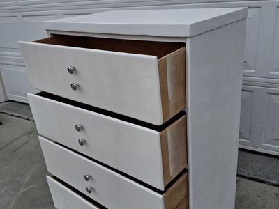 all wood white 4 drawers dresser