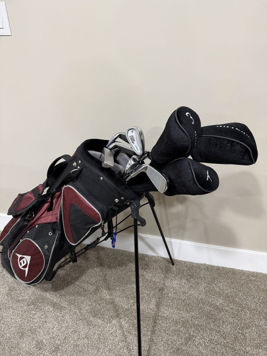 Used Dunlop Golf Club Set - Irons (3-9, PW), 3 Drivers & Putter with Balls and Tees