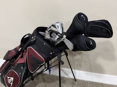 Used Dunlop Golf Club Set - Irons (3-9, PW), 3 Drivers & Putter with Balls and Tees