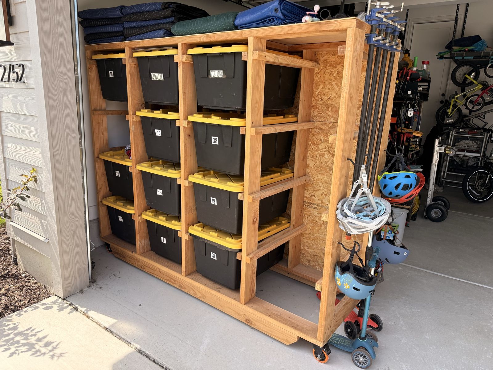 Custom Heavy Duty Wooden Rolling Garage Storage Rack Shelving Unit
