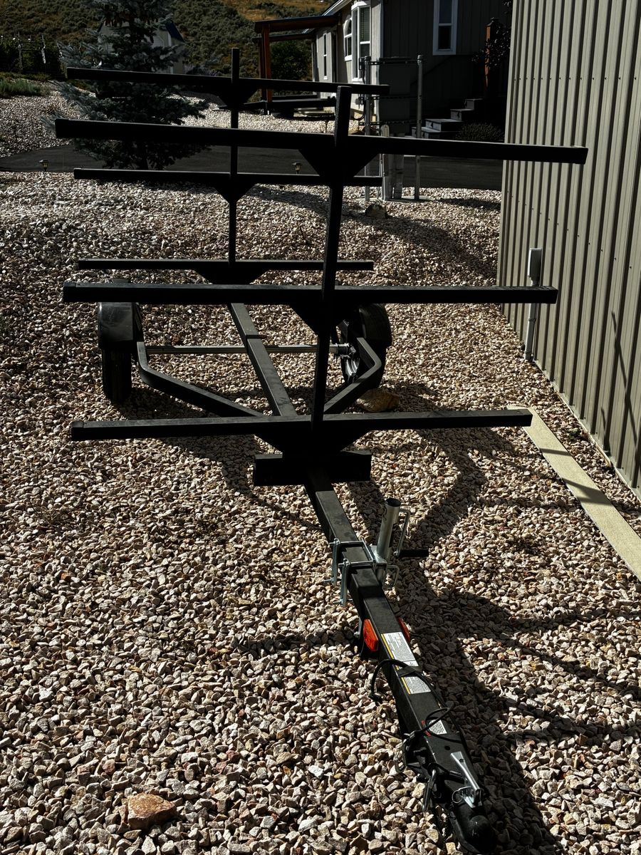 Custom Multi-Tier Utility Trailer with Canoe/Kayak Rack for 6 kayaks or canoes 