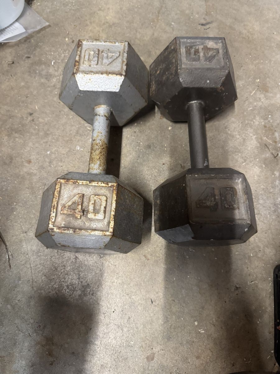 Pair of Used Hex Dumbbells - 40lb Weight Set for Home Gym
