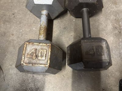 Pair of Used Hex Dumbbells - 40lb Weight Set for Home Gym