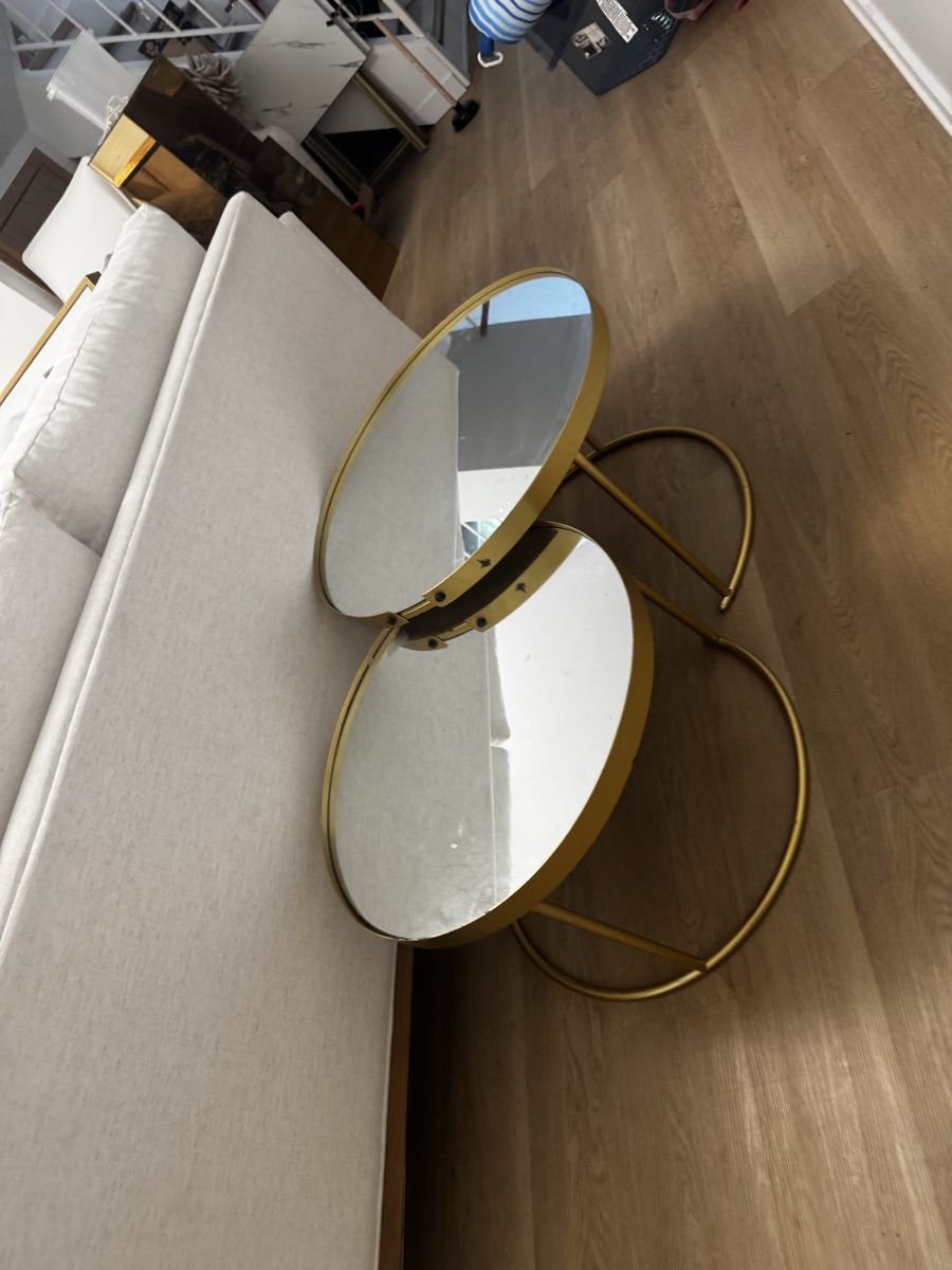 Gold and glass coffee/ end table set