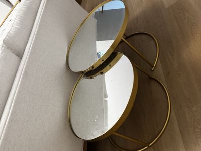 Gold and glass coffee/ end table set