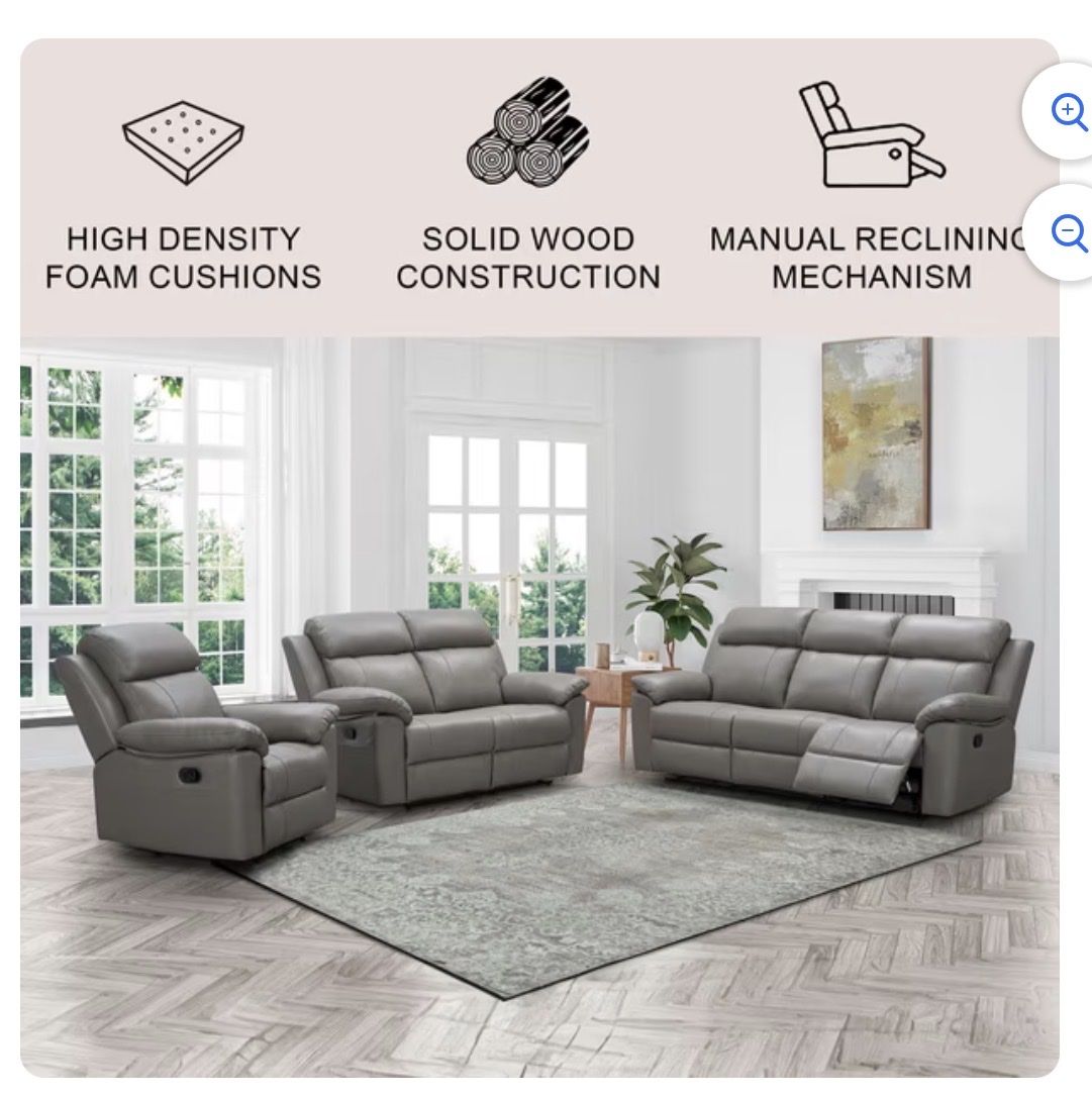 Manhattan 3-Piece Top-Grain Leather Reclining Set $3999 at Sam’s 