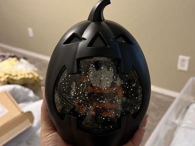 Set of 2 Halloween Pumpkin Snow Globes - Black and Orange Jack-o'-Lantern Decor