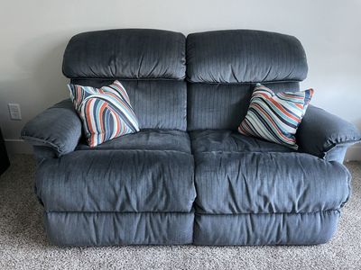 Pet-friendly Pigeon Blue Reclining Loveseat $150 OBO