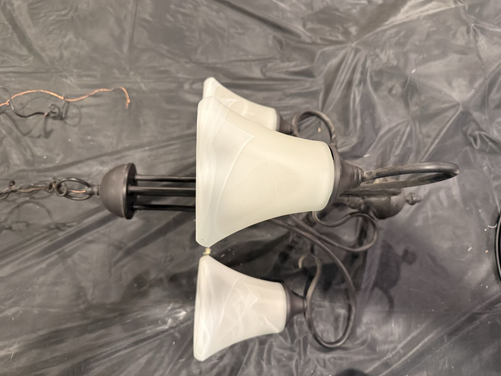 Elegant Oil Rubbed Bronze Chandelier with 3 Frosted Glass Shades - 24" Length