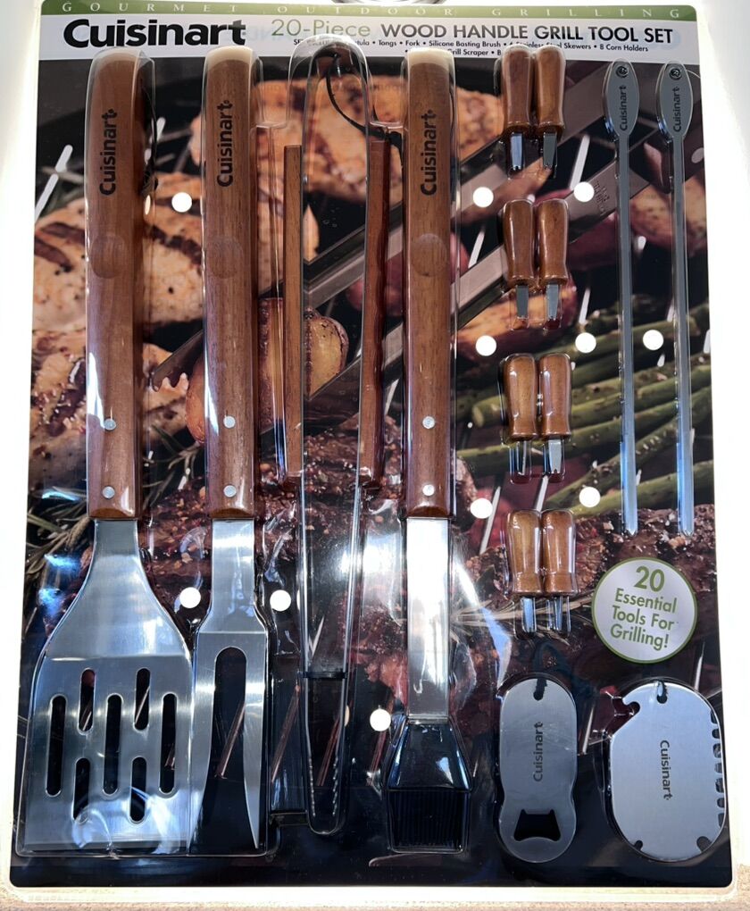 Cuisinart 20-Piece Wood Handle Grill Tool Set
