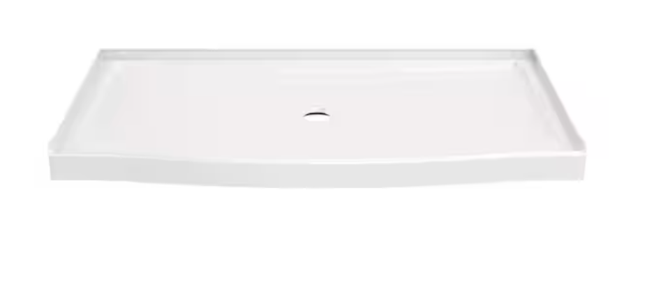 DELTA Classic 500 Curve 60 in. L x 32 in. W Alcove Shower Pan Base with Center Drain in High Gloss White