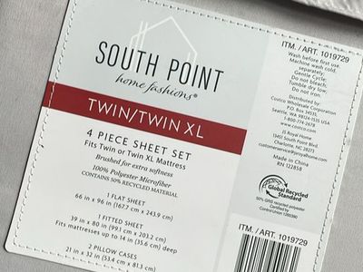 SOUTH POINT HOME MICROFIBER SHEET SET 4PC TWIN XL OR TWIN